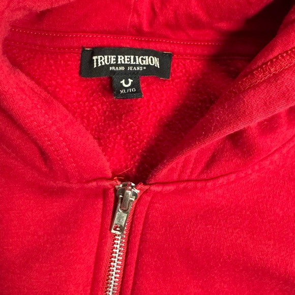TRUE RELIGION Red Zip-Up Hoodie with Logo xl - Picture 3 of 5